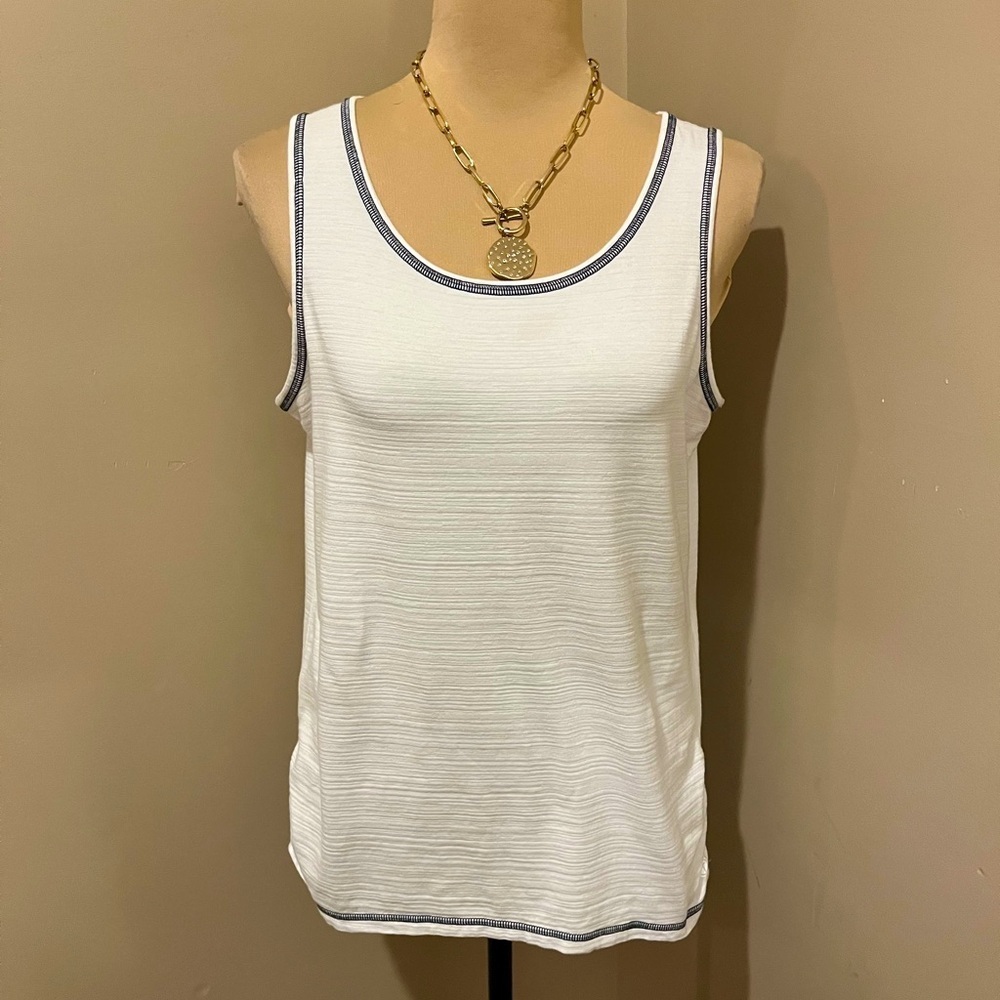 Talbots White Tank Top with Black Seam Trim, size MP